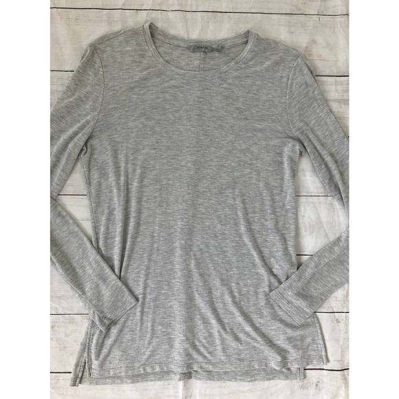Athleta Long Sleeve Long Length Shirt Modal Blend Side Slits Gray Size Small - Picture 2 of 9